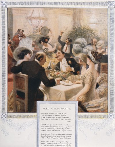 Joulu Montmartrella, jouluaaton illallinen ylellisessä ravintolassa, n. 1900 tekijältä French School