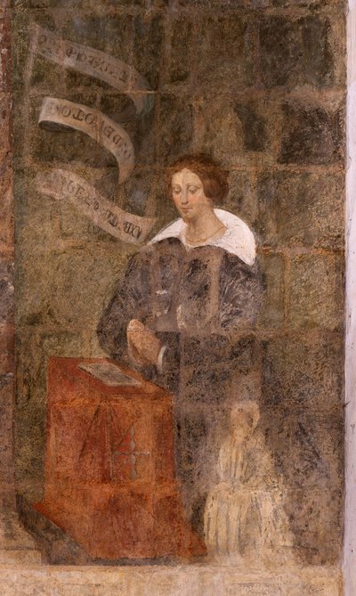 Kirkko (Johannes Kastajan kirkko). Sisustus. Saint-Fursyn kappeli. Seinämaalauksia. Marian kirkkaus (fresko, joka tunnetaan nimellä hyvä kuolema). Aloita 1700-luvulla. tekijältä French School