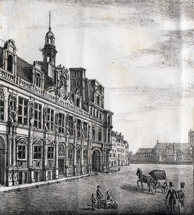 Kaupungintalo - "Alphabet Picturesque des Monumens de Paris" n.1840 (kaiverrus) tekijältä French School