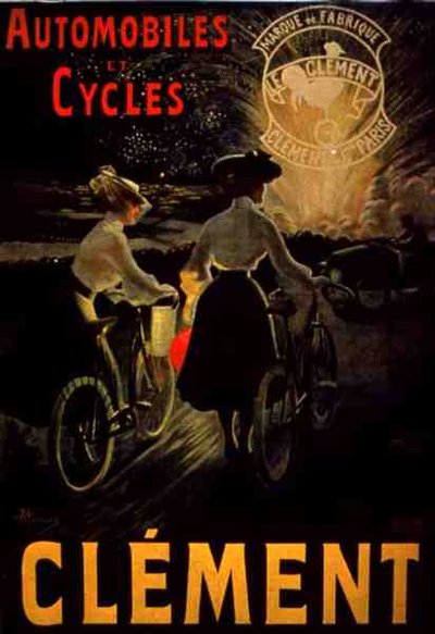 "Clement Automobiles and Cycles", Pariisi (väri litho) tekijältä French School