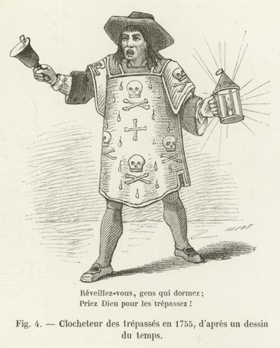 Clocheteur des trepasses vuodelta 1755, sen ajan piirroksesta tekijältä French School