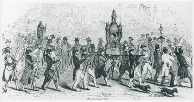 Tour de Francen seuralaiset juhlivat n. 1845 (kaiverrus) (m/w valokuva) tekijältä French School