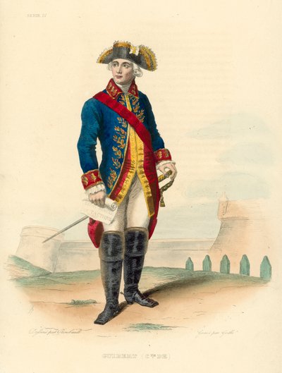 Comte de Guibert (värillinen kaiverrus) tekijältä French School