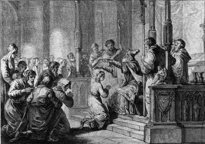Saint Genevieven pyhitys, noin 430: Saint Germain, Auxerren eveque tekijältä French School