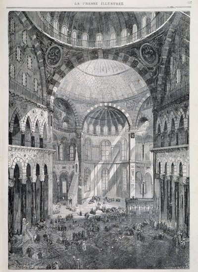 Konstantinopoli: Hagia Sofia -moskeija - "" La Presse Illustréessa"", joulukuu 1869 tekijältä French School