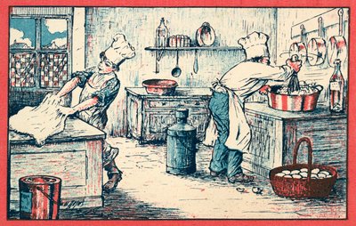 Keittiössä työskentelevät kokit (chromolitho) tekijältä French School
