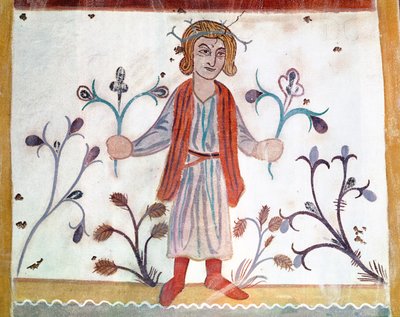 Kopio huhtikuuta kuvaavasta keskiaikaisesta alkuperäisestä, Kuukausien ammateista, Chapelle de Pritzistä, Lavalista tekijältä French School