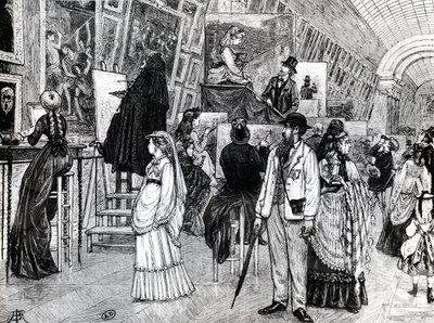 Kopioijat Louvren Grande Galeriessa, n. 1880 tekijältä French School