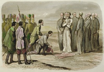 Cortes Martin de Valencian jaloissa (käsinvärinen kaiverrus) tekijältä French School