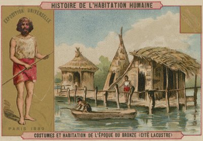 Pronssikauden puku- ja järviasunnot (chromolitho) tekijältä French School