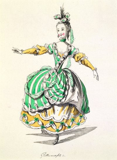 Pukusuunnittelu Phrygiennelle, Dardanus, Leclerc de Labrueren libretto, säveltäjä Jean-Philippe Rameau (1683-1764) faksimile A. Guillaumot Fils (värikaiverrus) tekijältä French School