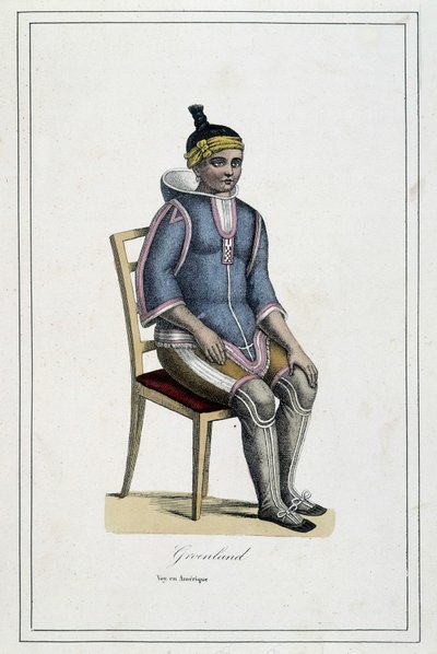Costume du Greenland - "Matkaiden albumissa, maan kansat", kirjoittanut Abbé Paul Jouhanneaud, Librairie des Bons Livres, Limoges tekijältä French School