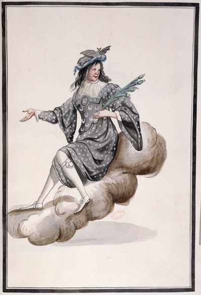Ludvig XIV:n tanssima Jean-Baptiste Lullyn (1632-87) ilta-asu Ballet de la Nuitille, 23. helmikuuta 1653 (wc paperilla) tekijältä French School