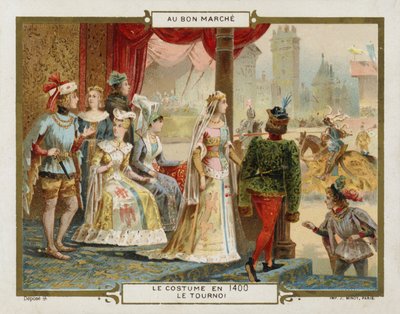 Puku vuonna 1400 - turnaus (chromolitho) tekijältä French School
