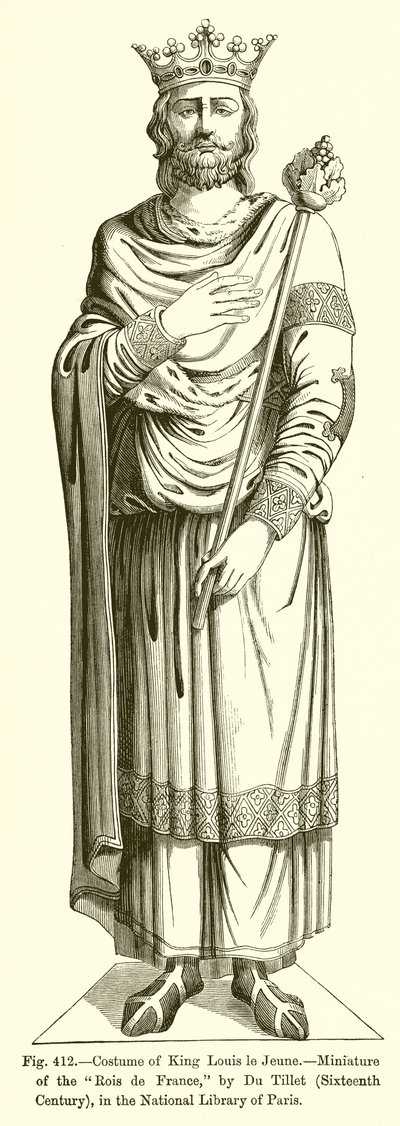 Kuningas Louis le Jeunen puku, Rois de Francen miniatyyri, Du Tillet, 1500-luku, Pariisin kansalliskirjastossa tekijältä French School