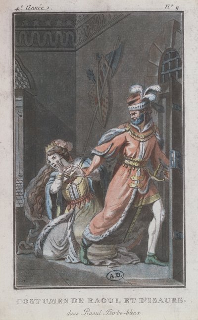 Raoulin ja Isauren puvut oopperasta Raoul Barbe-Bleue, 1790 tekijältä French School