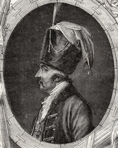 Kreivi Dagobert Seigmund von Wurmser Louis Blancin teoksesta "Histoire de la Revolution Francaise" (1811-82) tekijältä French School
