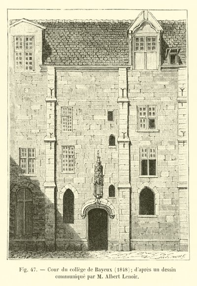 Bayeux Collegen sisäpiha, 1848; M Albert Lenoirin toimittamasta piirroksesta tekijältä French School