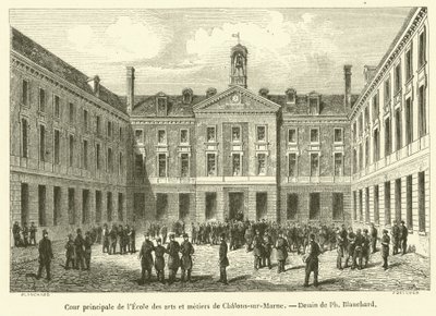 Chalons-sur-Marnen taide- ja käsityökoulun pääpiha (kaiverrus) tekijältä French School