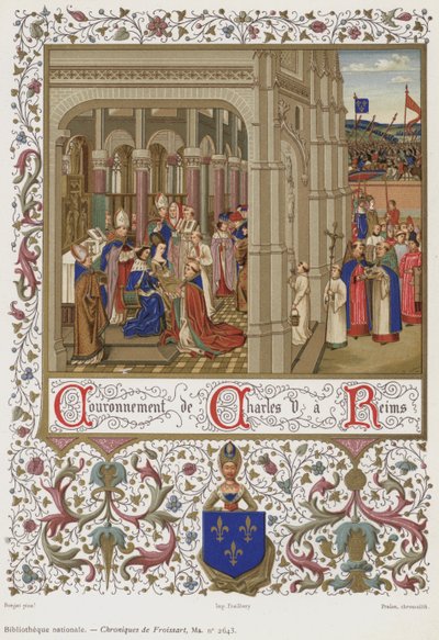 Kaarle V:n kruunaus Reimsissä (chromolitho) tekijältä French School