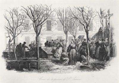 Pariisin St. Lazaren vankilan piha, n. 1840 tekijältä French School