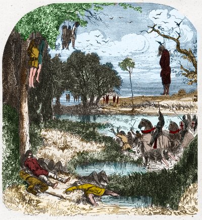 Crusade des Pastoureaux vuonna 1251: Crusade de "petite gens", talonpojat; sen aiheutti vuonna 1251 Saint Louisin vankeus seitsemännen ristiretken aikana. Kaiverrus Paul Lehugeurin Histoire De France En Cent -maalauksiin 1891. tekijältä French School