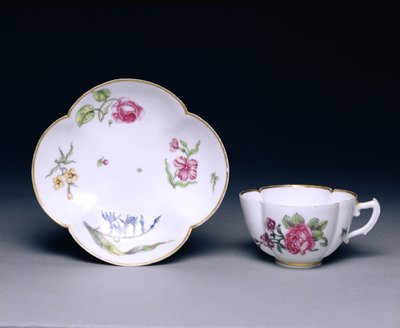 Kuppi ja lautanen, Vincennes, n. 1745-52 (posliini) tekijältä French School