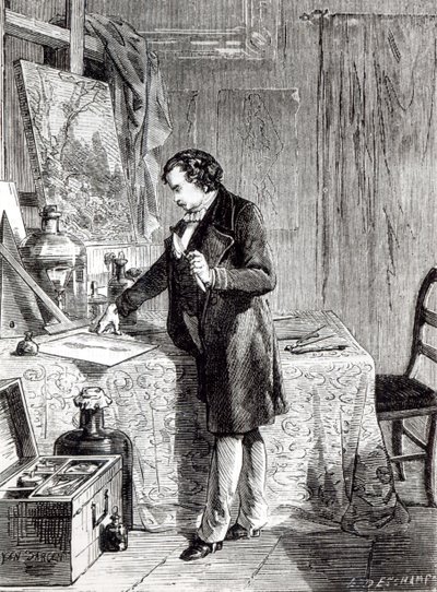 Daguerre löytää hopeajodidin valoherkkyyden vuonna 1831 tekijältä French School
