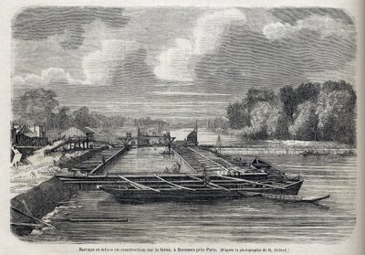 Pato purkautui Seine-joella SURESNESissa vuonna 1866 - Kaiverrus - Le Monde Illustré 1866 tekijältä French School