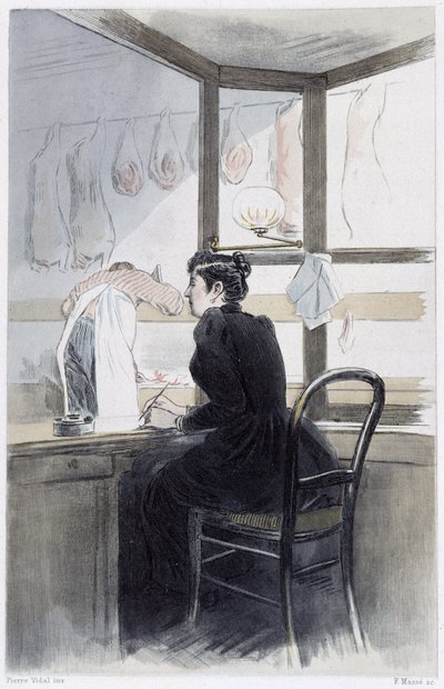Kassa (teurastajalla) - Pierre Vidalin teoksessa "Nainen Pariisissa". tekijältä French School