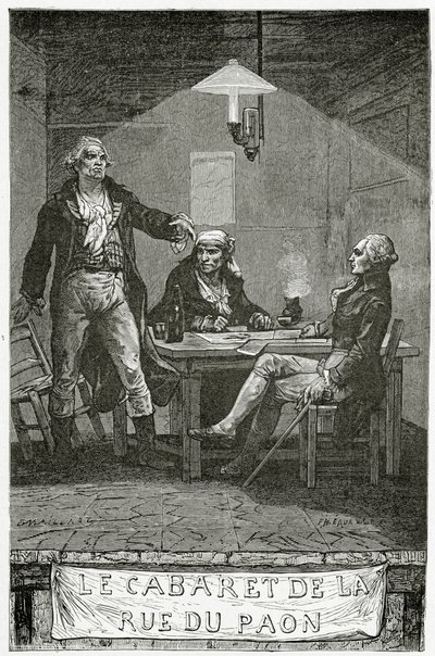Danton, Marat, Robespierre - kuvitus Quatre Vingt Treizesta, 1800-luku (bw-kaiverrus) tekijältä French School