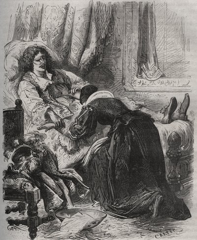 Jean Baptiste (Jean-Baptiste) Poquelin, dit Moliere (1622-1673), kuoli 17. helmikuuta tekijältä French School