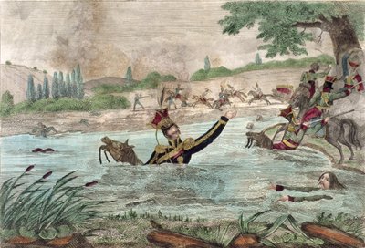 Prinssi Joseph Poniatowskin (1763-1813) kuolema Elstera-joessa, 1813 tekijältä French School