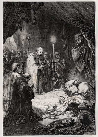 Saint Louis a Tunisin kuolema 25. elokuuta 1270 - St Louisin kuolema"" (7. ristiretken aikana, 25. elokuuta 1270) - kaiverrus kirjasta "" L