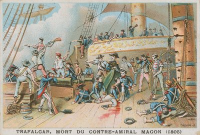 Ranskalaisen kontra-amiraali Magonin kuolema Trafalgarin taistelussa 1805 tekijältä French School