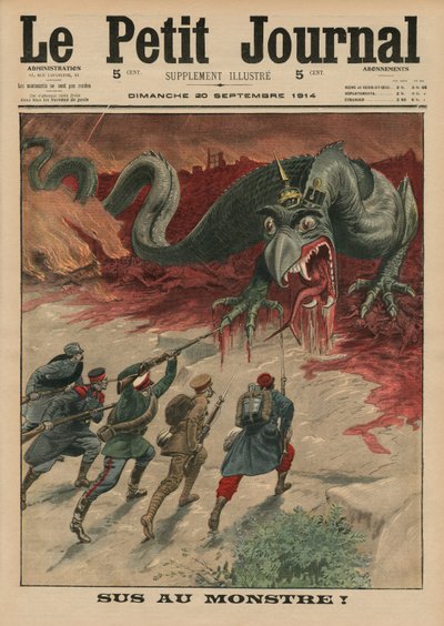 Kuolema hirviölle, etukannen kuvitus "Le Petit Journalista", liitekuva, 20. syyskuuta 1914 tekijältä French School