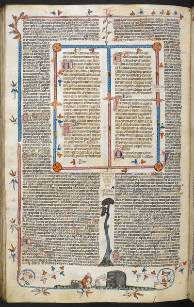 Gregory IX:n säädökset Bernard of Parman kiillolla ("Smithfield Decretals"), MS Royal MS 10 E IV, f.145v, n.1300-40 (muste pergamentilla) tekijältä French School