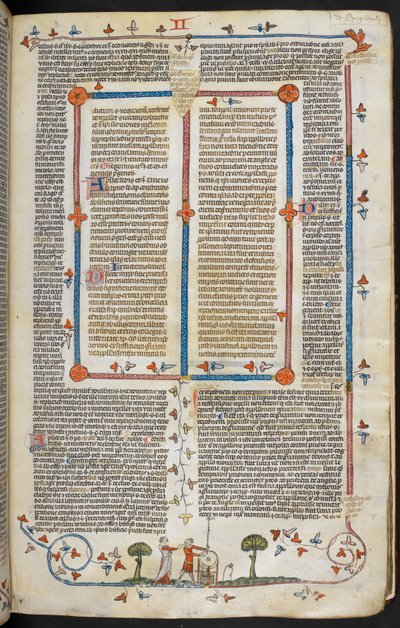 Gregory IX:n decretals Bernard of Parman kiilto ("Smithfield Decretals"), MS Royal MS 10 E IV, f.144r, n.1300-40 (muste pergamentilla) tekijältä French School