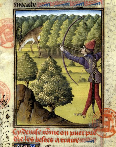 Hirvenmetsästys - "" Metsästyskirjassa Gaston Phoebus, Foixin kreivi, Béarnin herra"" tekijältä French School