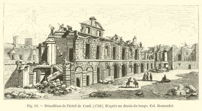 Hôtel de Contin purku, 1769, aikakauden piirustuksen mukaan, eversti Bonnardot tekijältä French School