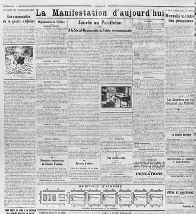 Päivän esittely, Jaures Pantheonissa, LHumanite, 23. marraskuuta 1924 (painettu paperi) tekijältä French School