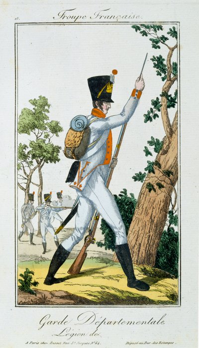 Osaston vartija, Troupes Francaisesista, pub. Bassetissa, Pariisissa, noin 1790 tekijältä French School
