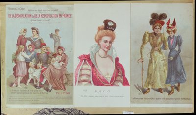 Depopulation and Repopulation in France, Arthur Le Crepsin kirjanen malthusianismia vastaan, 1895 (värikaiverrus) tekijältä French School