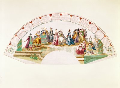 Suunnittelu fanille, joka juhlii kansojen tanssia ja karnevaalia, 1733 tekijältä French School