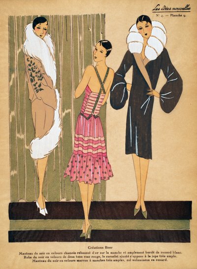 Iltapukujen ja mekkojen mallit Créations Beeristä, Les Idées Nouvelles -lehden malleja tekijältä French School