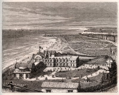Dieppe - Normandia - kaiverrus V.A. Malt-Brownin kirjaan "La France illustrée: maantiede, historia, tilastohallinto". 1884 tekijältä French School
