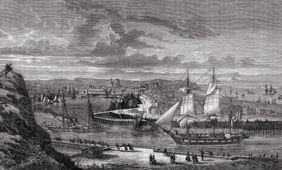 Dieppe 1700-luvulla Louis Blancin (1811-82) "Histoire de la Revolution Francaisesta" tekijältä French School
