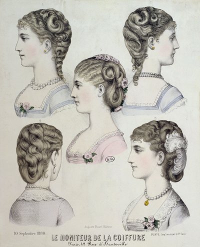 Erilaisia ​​kampauksia, Le Moniteur de la Coiffure -levy, 1880 tekijältä French School