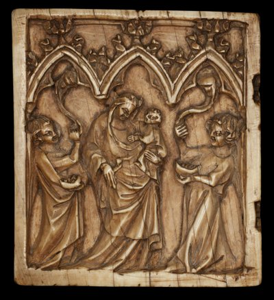 Diptyykkitaulu Neitsyt ja lapsi sekä kaksi enkeliä, 1375-1400 tekijältä French School