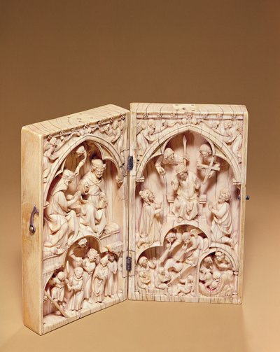 Diptyykki Neitsyen kruunajaisella ja viimeisellä tuomiolla, n. 1260-1270 tekijältä French School